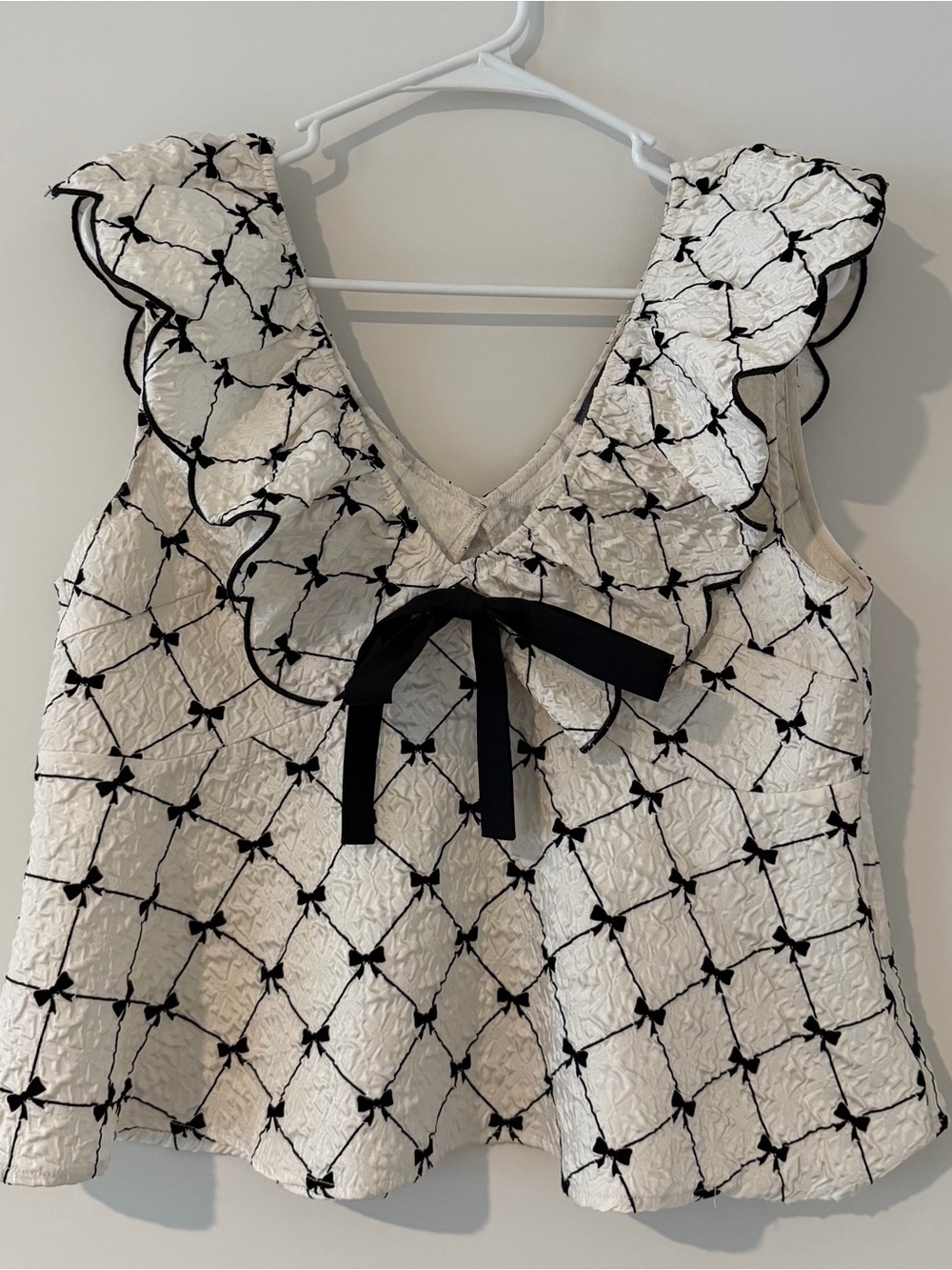 Hudson Gray Jacquard Bow Top Women’s Size Large - Picture 2 of 10